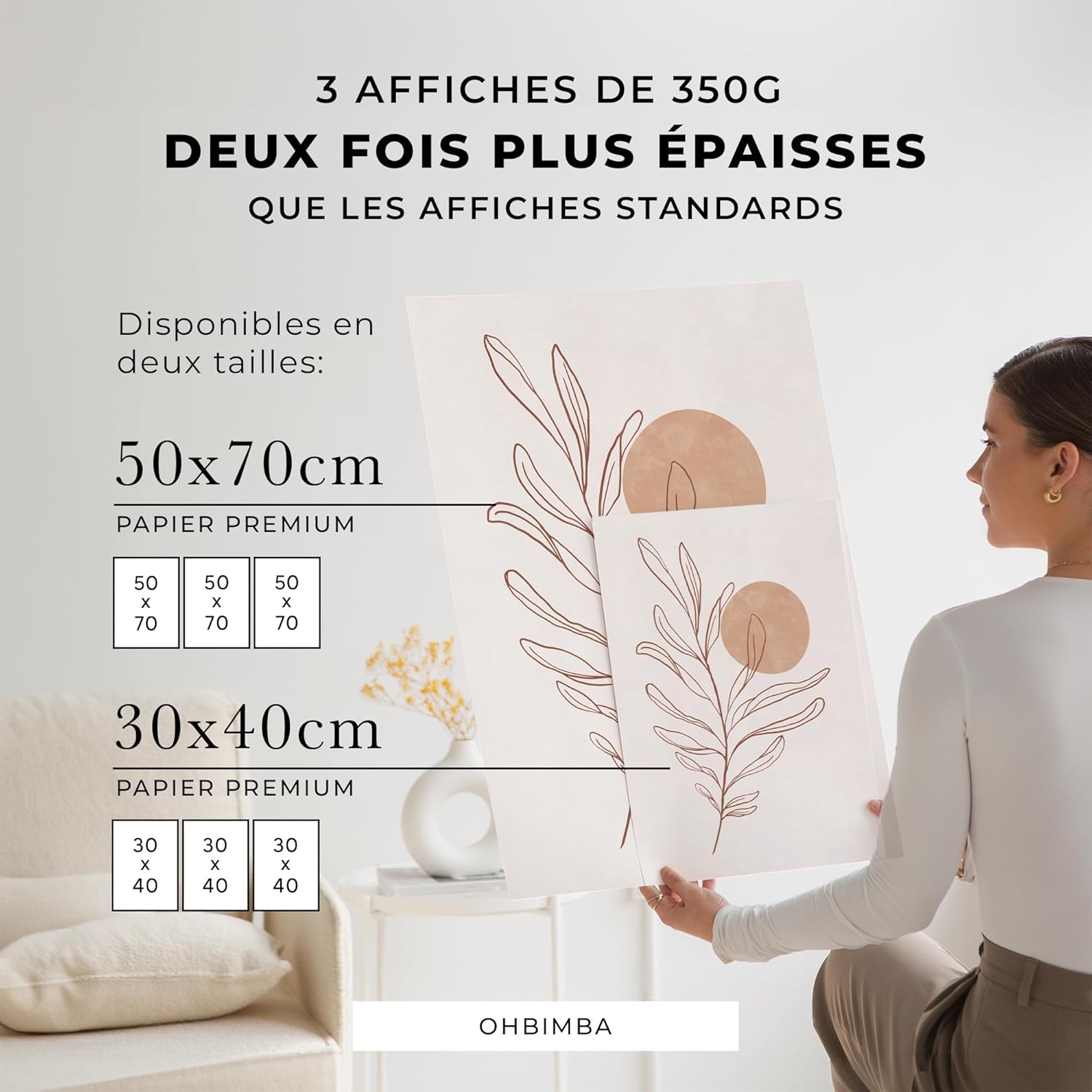 Lot de 3 Tableau Decoration Murale Affiche Décoration Chambre Maison Cousine - Poster Mural Tableaux Déco Boho Salon - 3