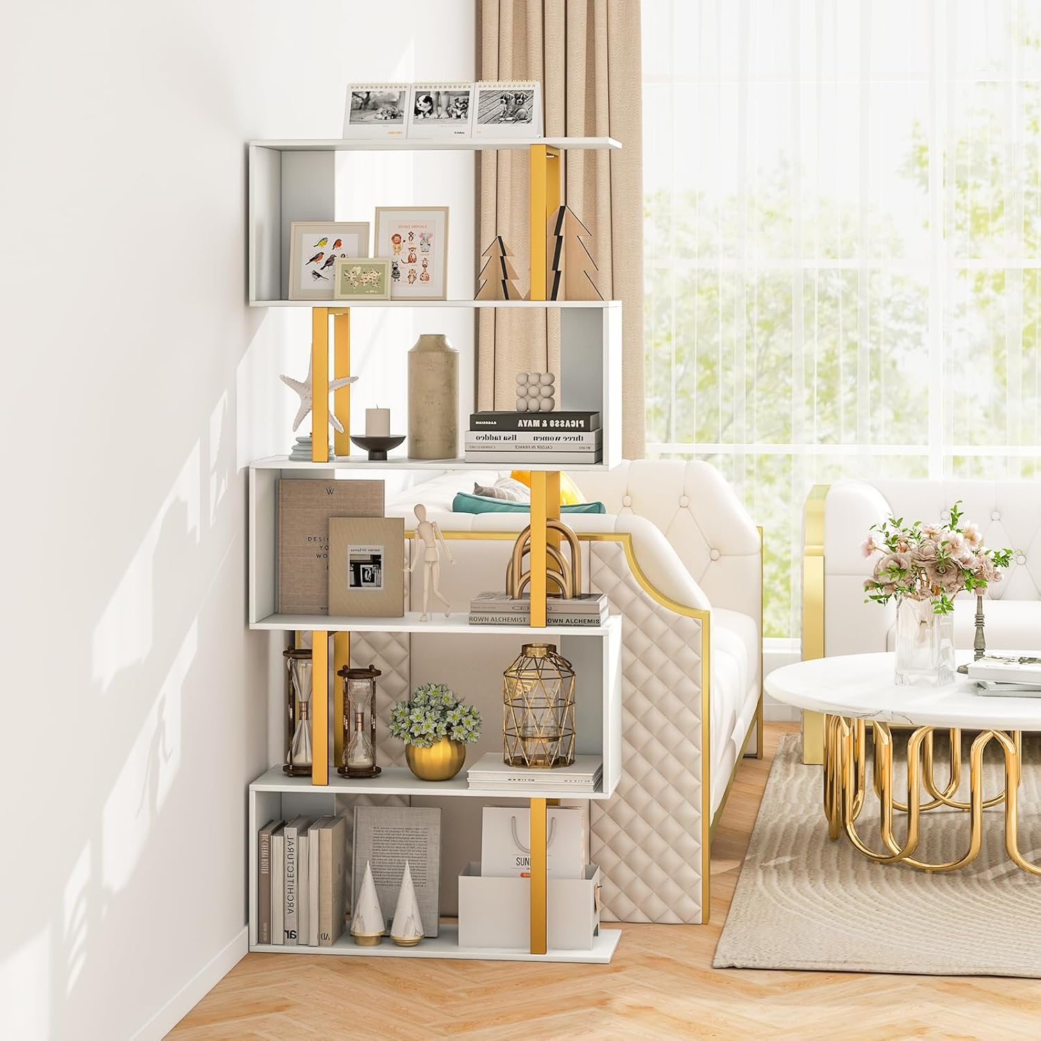 Scaffale a Scala a 5 Ripiani, Libreria da Parete Salvaspazio in Legno Moderno, Scaffale Portaoggetti per Soggiorno, Studio e Camera da Letto, | Leroy Merlin