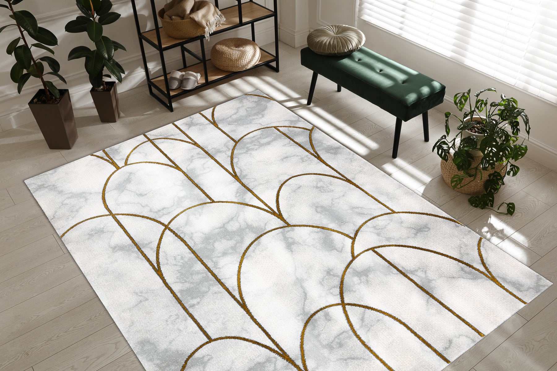 Dywan EMERALD ekskluzywny 1016 glamour, stylowy art deco, marmur krem / złoty 160x220 cm - 5