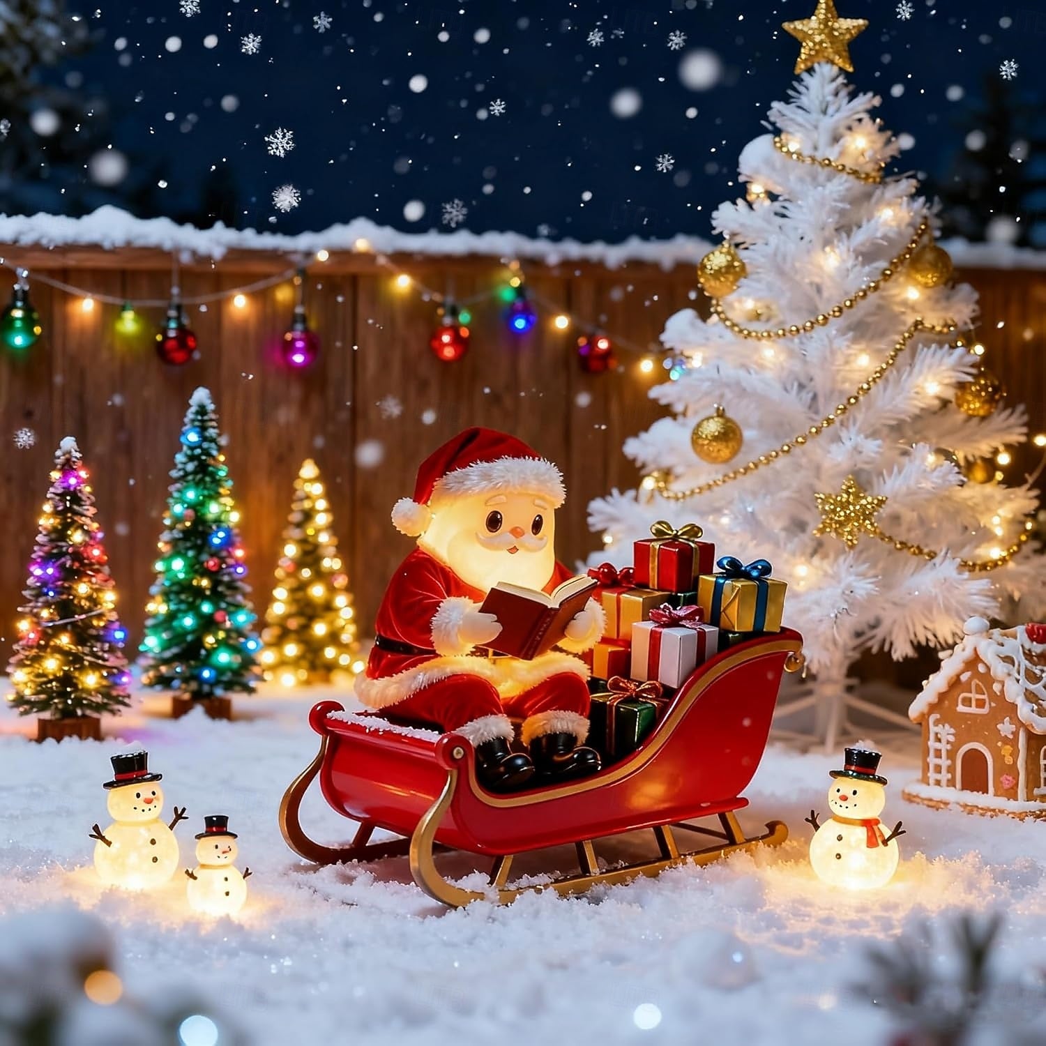 Lampada da lettura di Babbo Natale, divertente ornamento luminoso notturno di Babbo Natale, statuina retrò di Babbo Natale decorazione per la casa per - 6