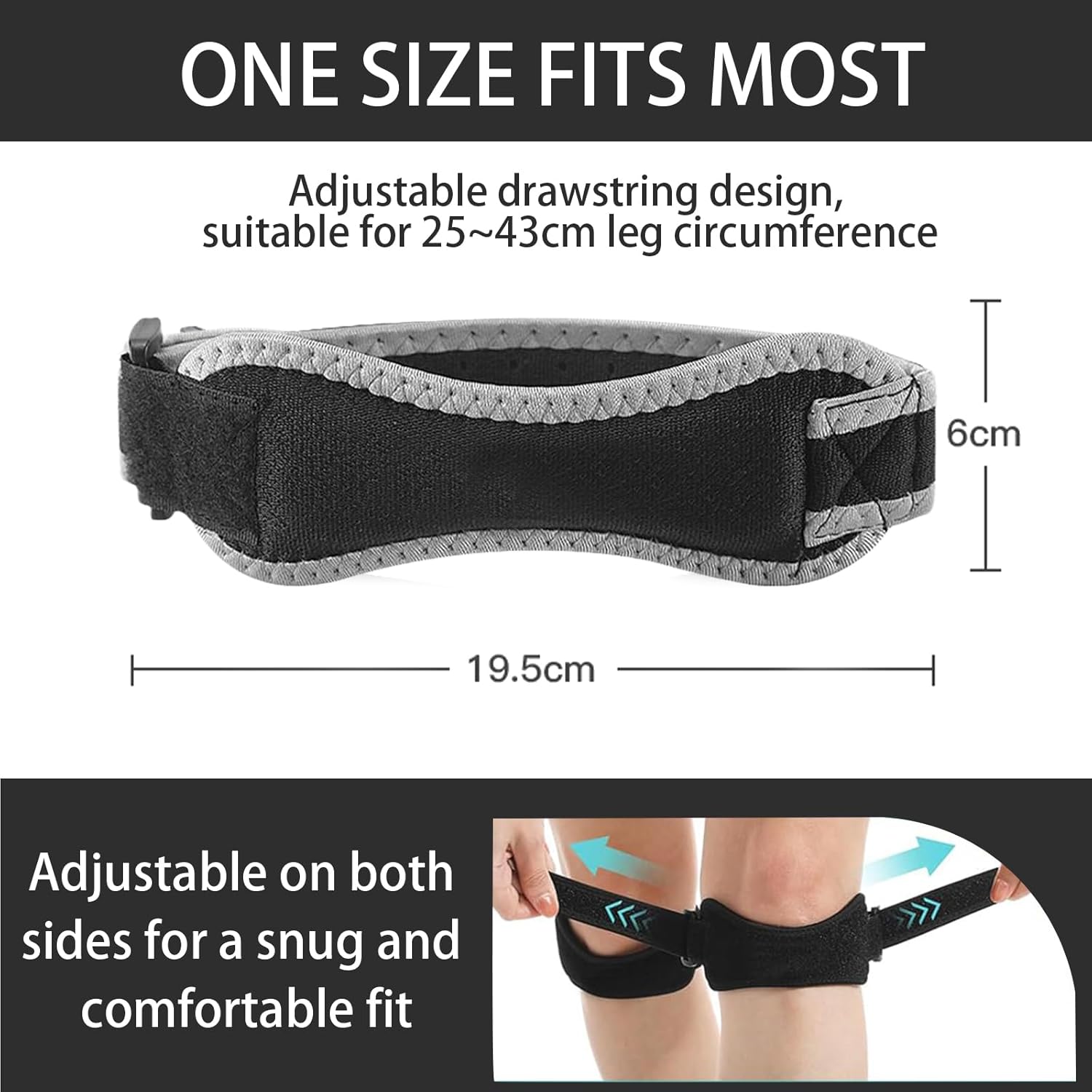 Genouillère Rotulienne 2 Pièces, sangles de genou pour tendon rotulien,Genouillère Sport Réglable, Genouillère Sport pour Rotulienne Femme et Homme, - 4