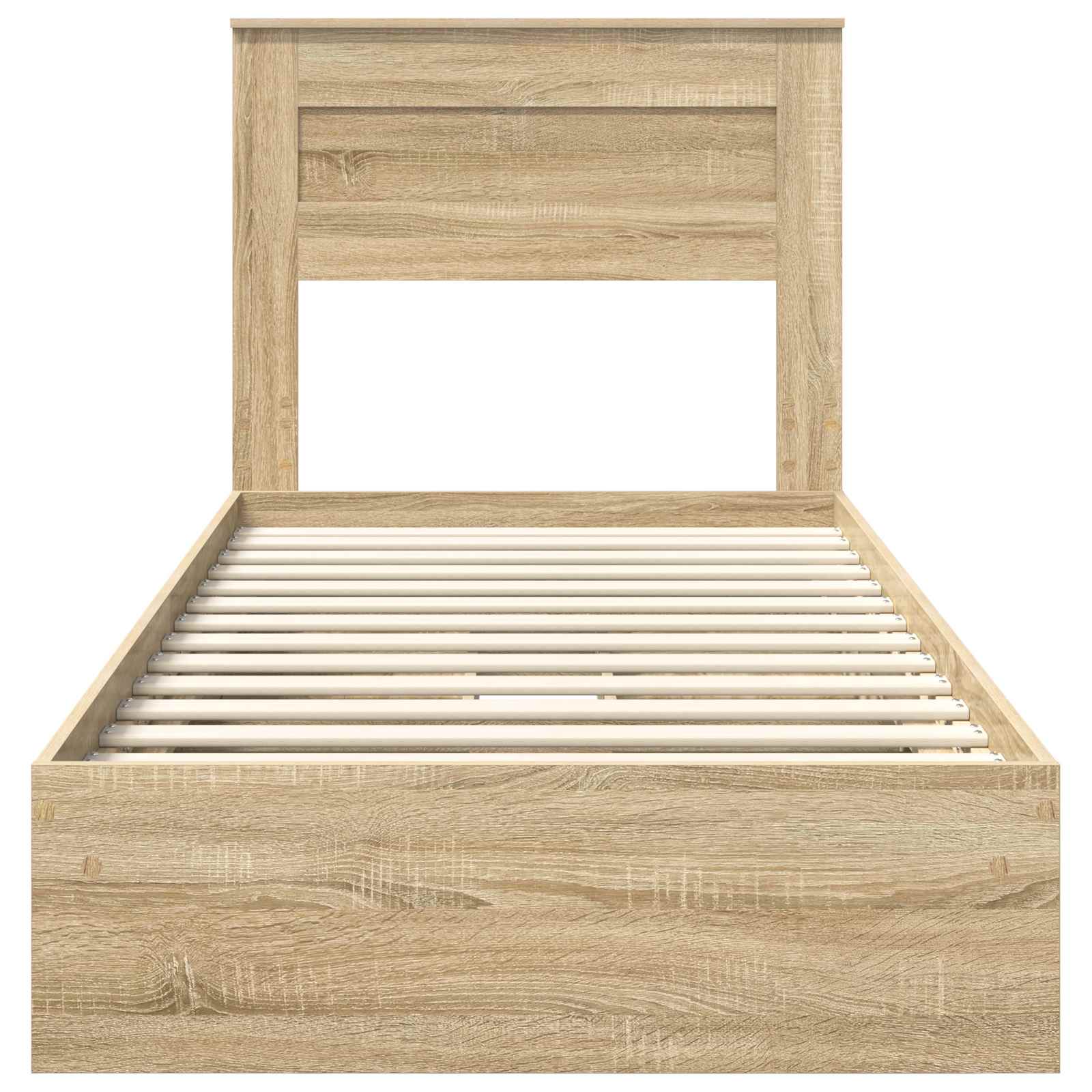 Lit avec rangement, panneau de bois, chêne, pour la chambre, 75 × 190 cm - 8