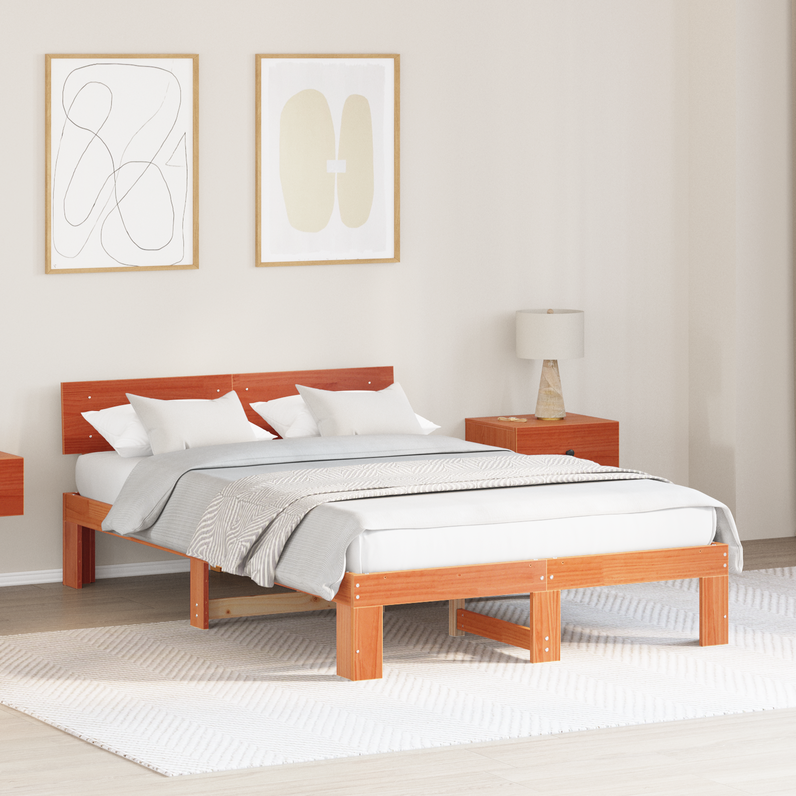 Ramka łóżka Woskowy Brąz 140 x 190 cm Lite drewno sosnowe vidaXL