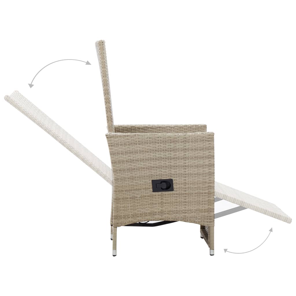 Maison Exclusive - Sedie da Giardino Reclinabili 2 pz con Cuscini Polyrattan Beige - 6