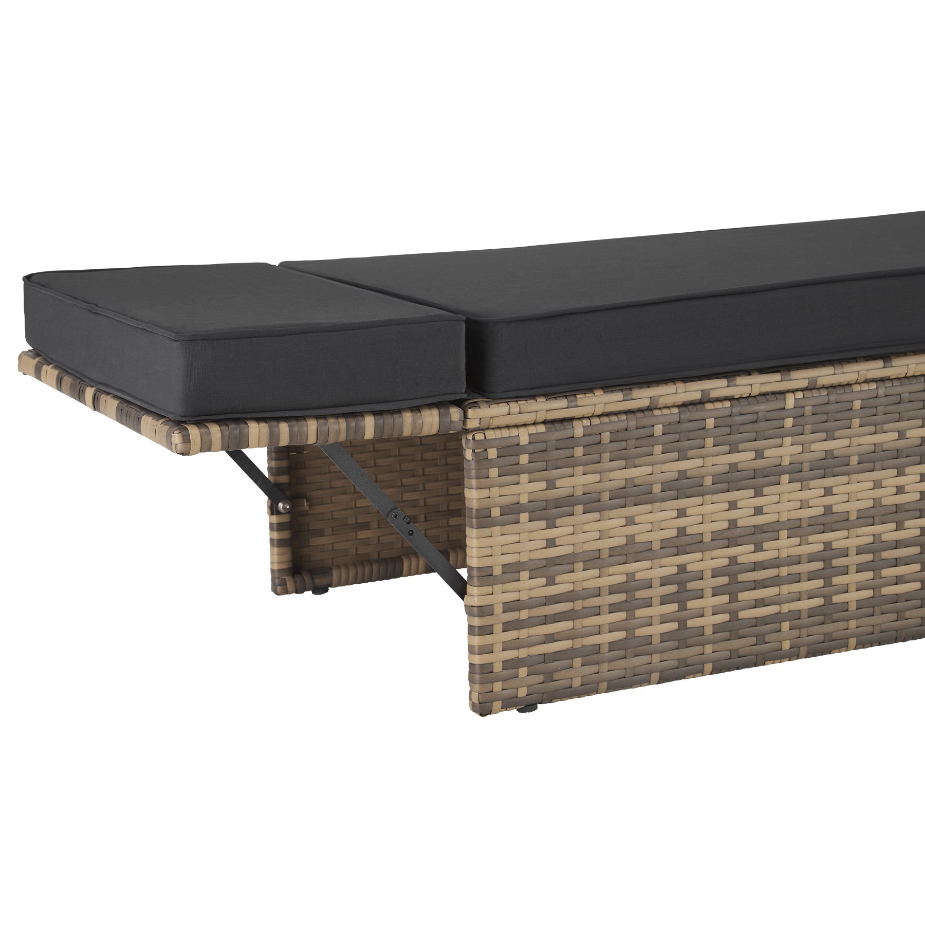 Canapé de jardin Lounge rotin en polyethylène et acier 2 places tabouret avec support rabattable TECTAKE - 6