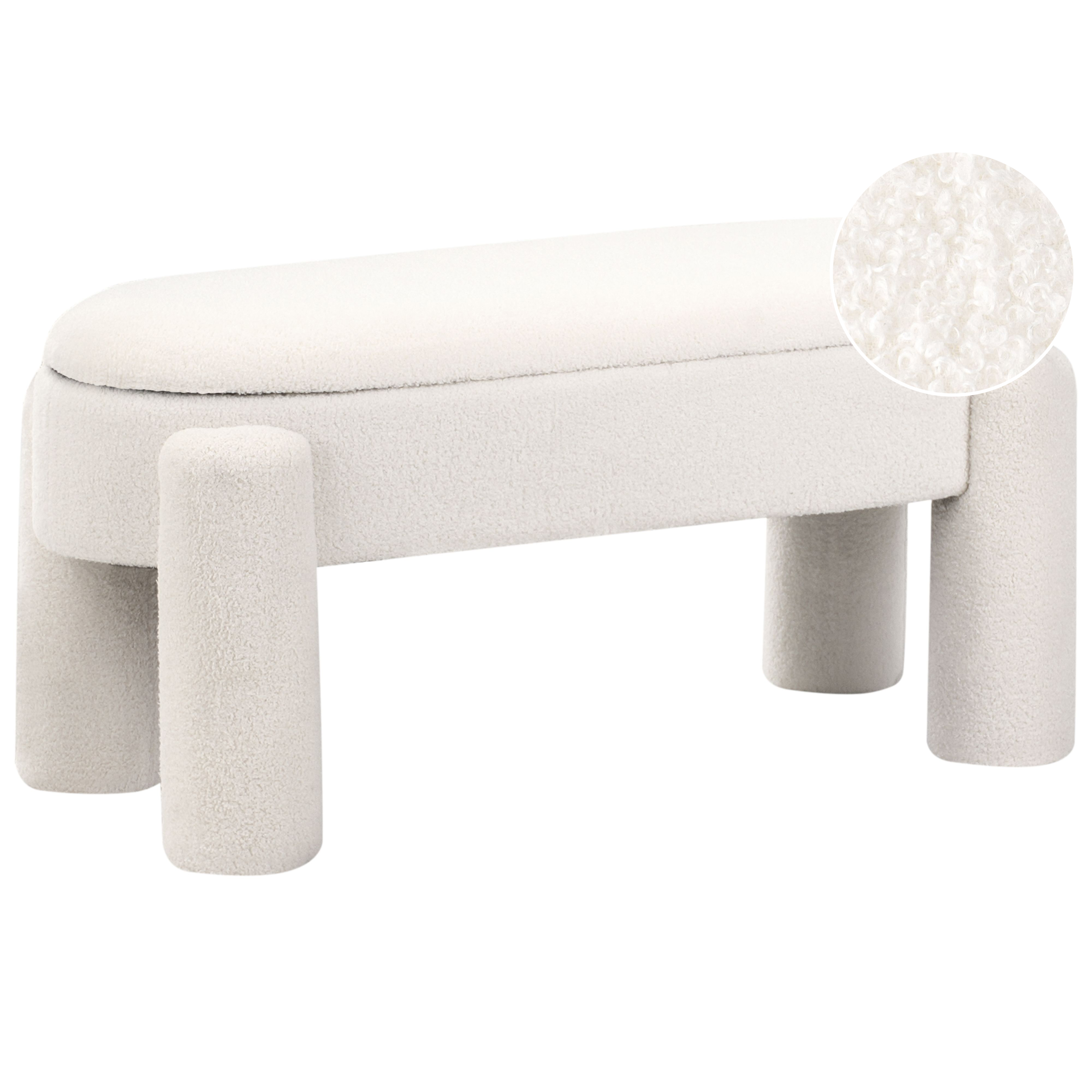 Beliani Banco Con Almacenaje Oakley Bouclé Blanco/Crema , Leroy Merlin