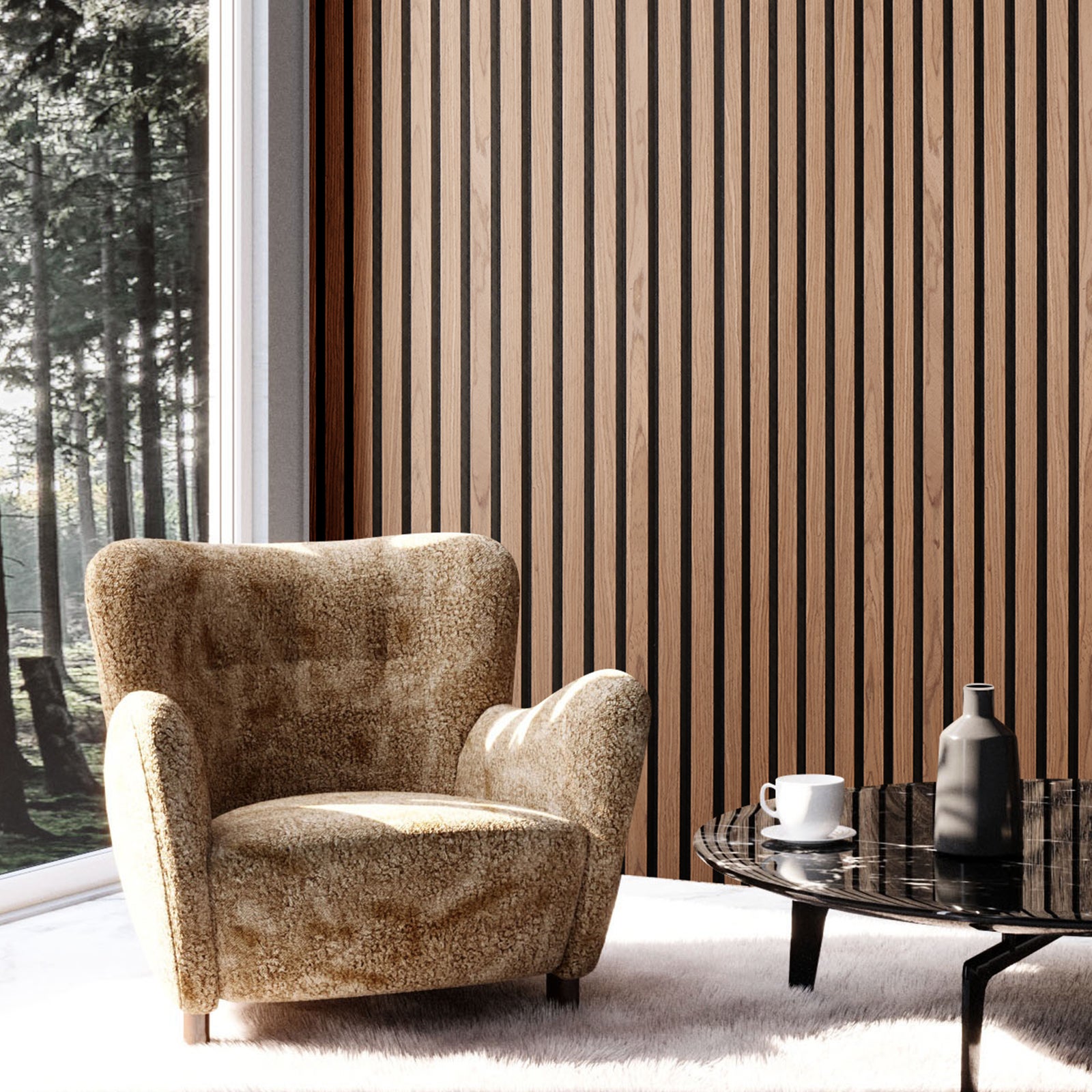 Panneaux Acoustiques en Bois,VEVOR 2400 x 200 mm,Lamelles MDF pour Mur Intérieur Moderne,Panneaux Faux Bois pour Décoration & Réduction du Bruit - 8