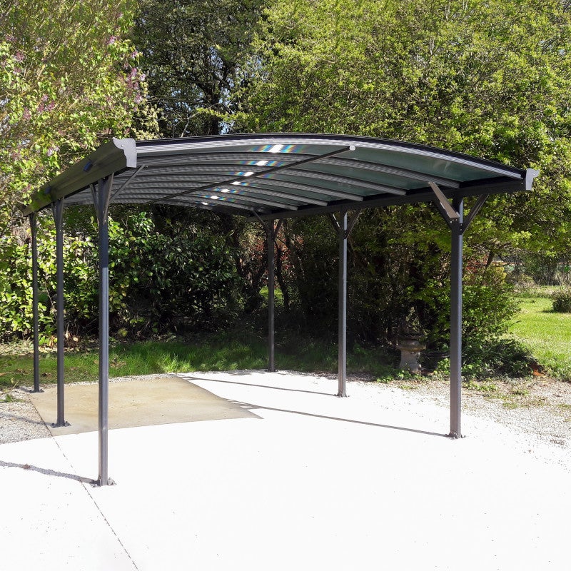 X-METAL Carport autoportant aluminium 15,15m² polycarbonate 6mm gris anthracite - 3