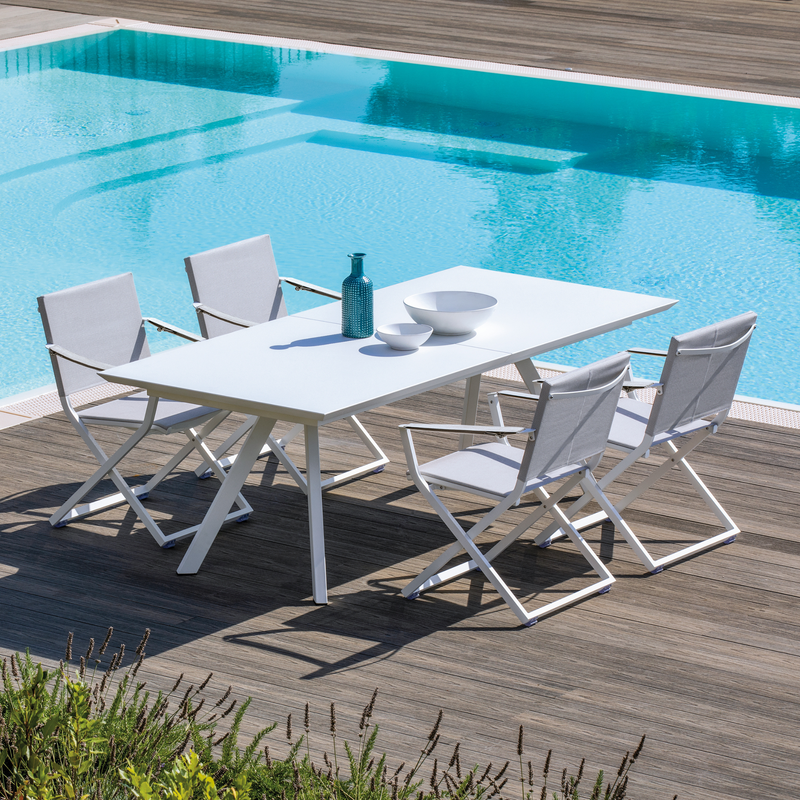 Lot de 2 fauteuils pliants blancs avec dossier et assise en tissu cm 64x61 86h - 4