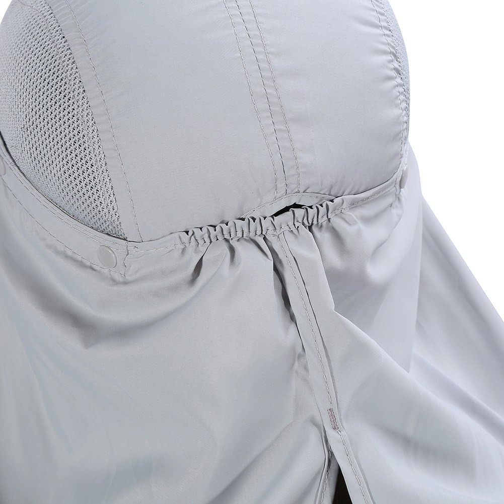 Chapeau Pare Soleil Amovible 3 en 1 Casquette Intégrale Anti UV Protection Complète Visage Cou Respirant Séchage Rapide pour l'Extérieur (Gris） - 3