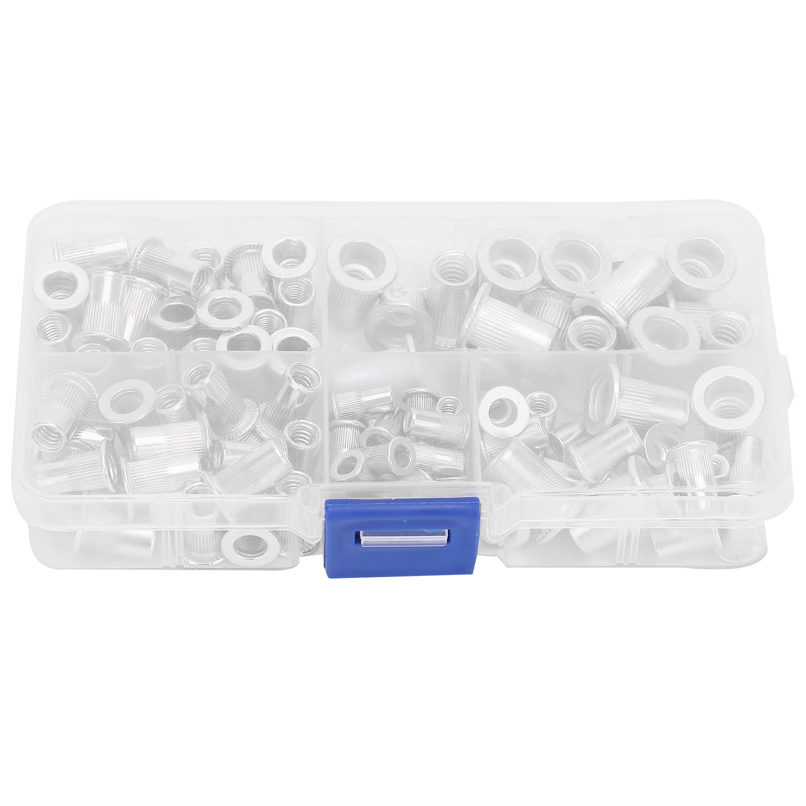sourcing map M4 Rivet Dadi in lega di alluminio zigrinati a testa piatta filettata Dado argento 50pcs