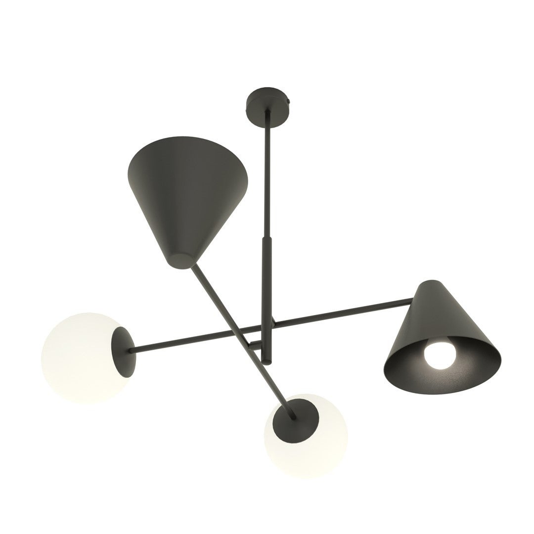 Lampa wisząca Hermes czarno-biała 4xE14x10W wym: 60 x 70 x 70 cm metal Emibig