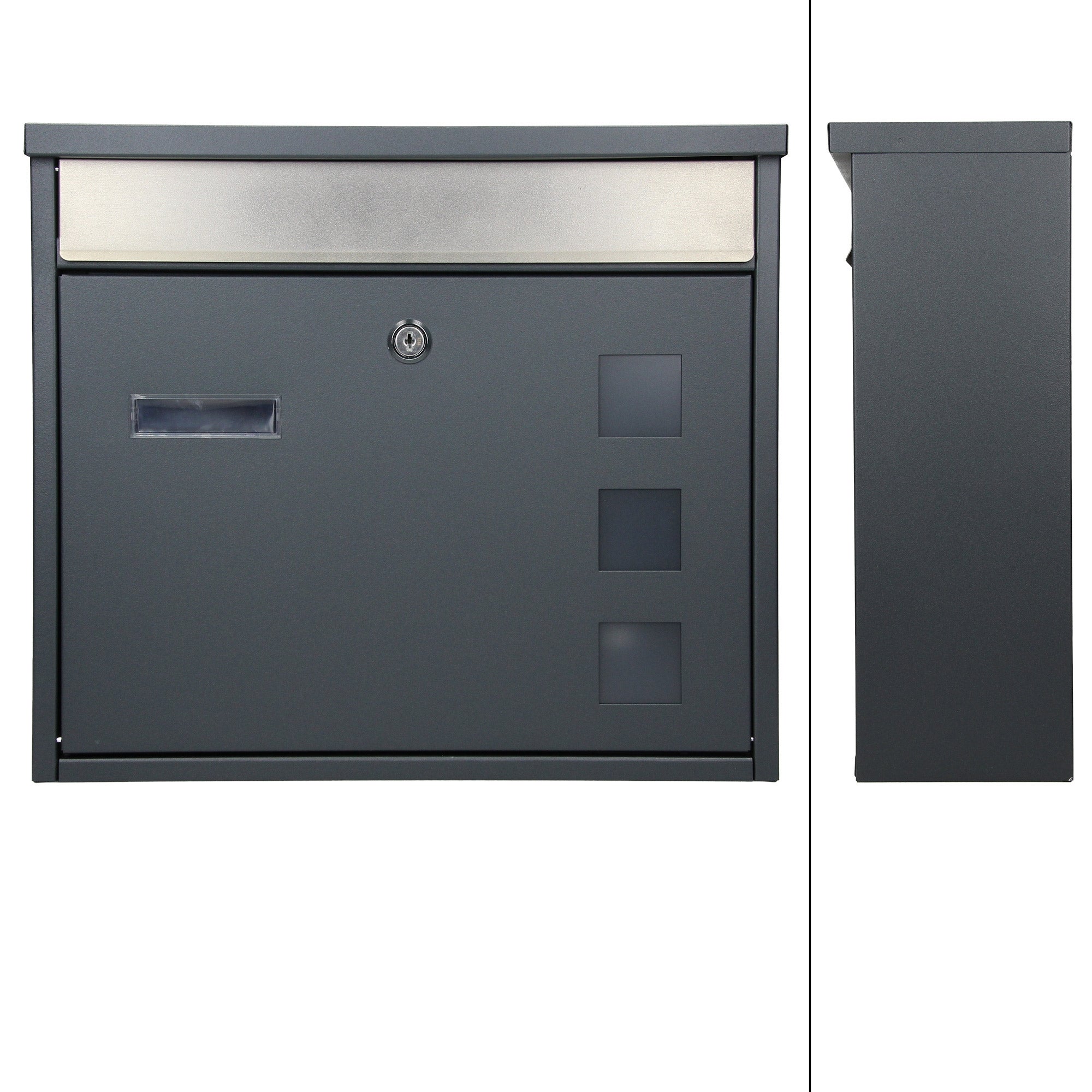 Boîte aux lettre avec plaque acier mailbox sur pied et support anthracite 120 cm - 2
