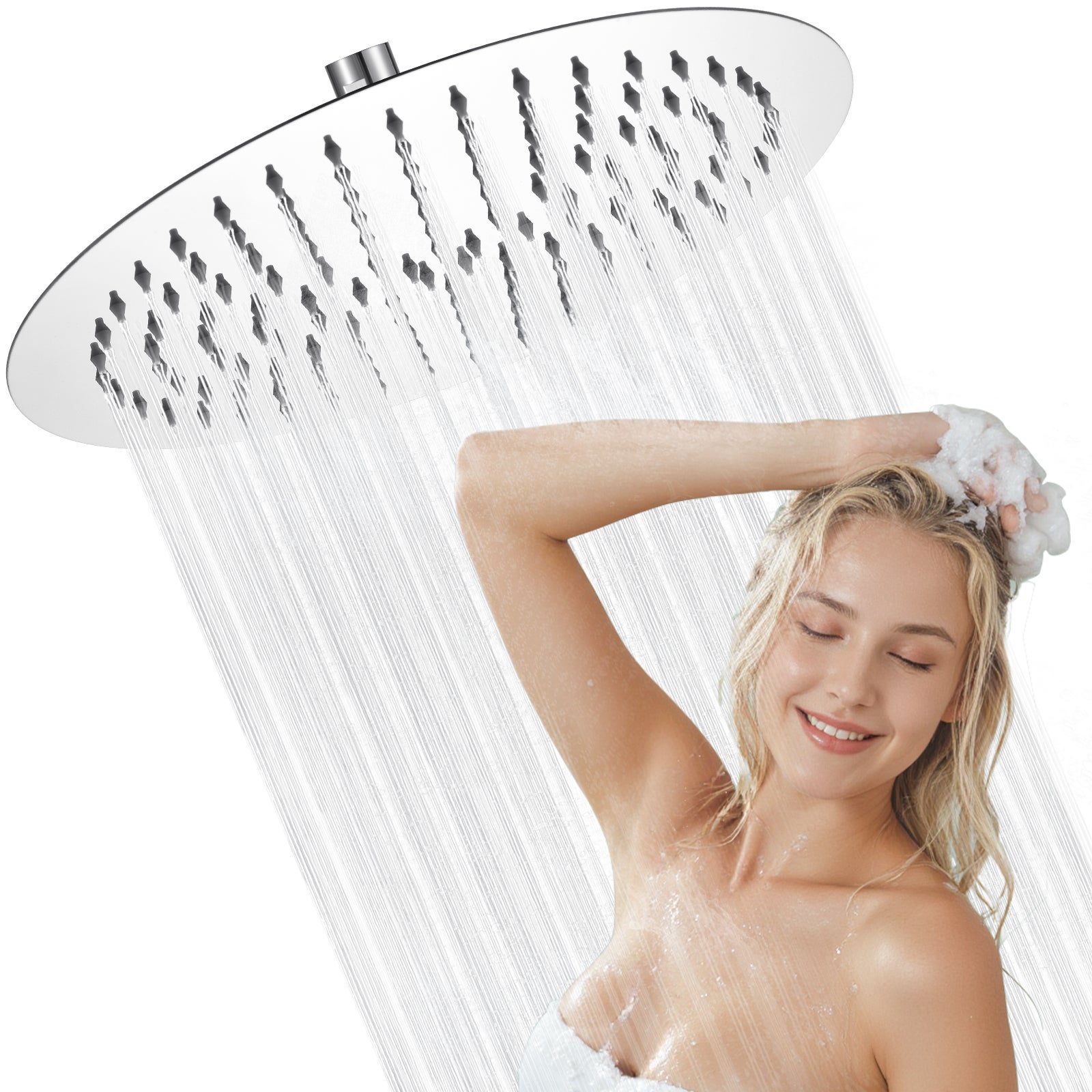 Pommeau de douche rond, douche à effet de pluie, diamètre 20 cm et