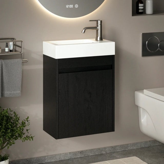Mirlux Mobile bagno Elen – 40 cm – Rovere caldo – Con lavabo nero incluso