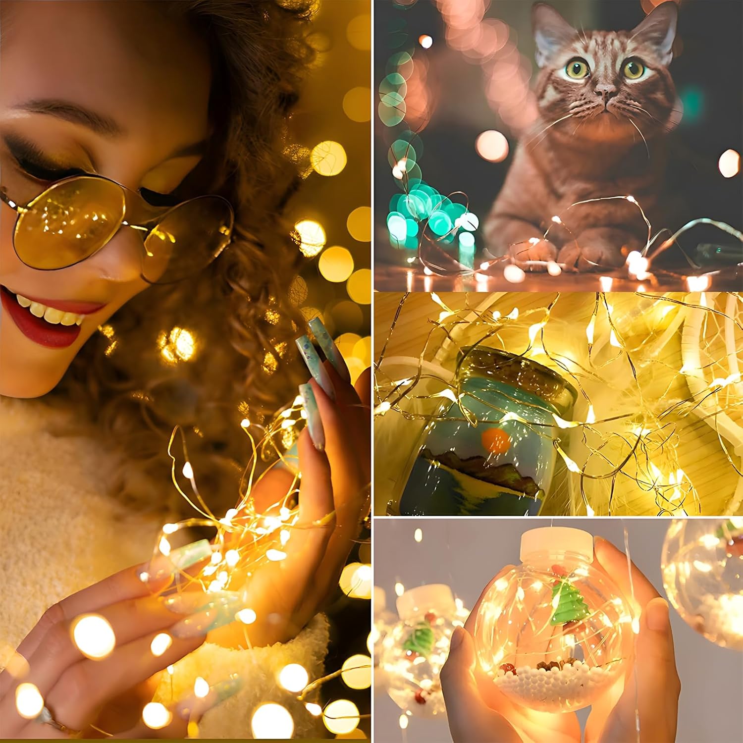 12 sztuk lampek choinkowych zasilanych bateriami - 2 m, 20 diod LED, miniaturowe lampki choinkowe zasilane bateriami, na butelkę, wesele, imprezę, Boż - 7