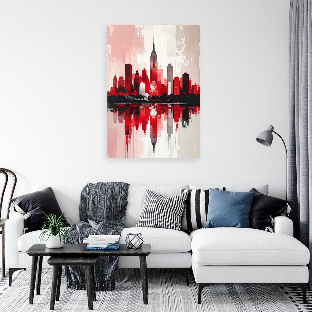 Obraz nowoczesny do salonu sypialni biura loftu, Czerwone Miasto Budynki 40x60 - 2