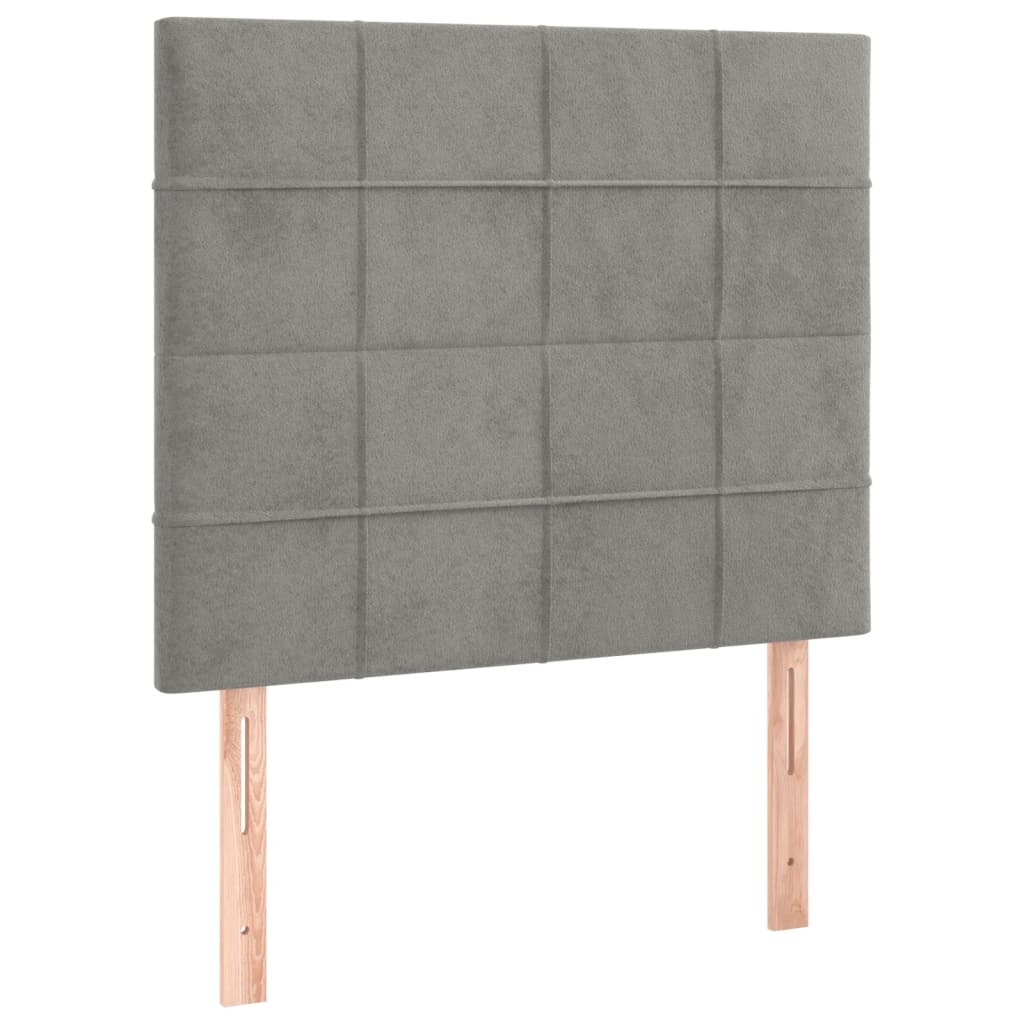 Cadre de lit sans matelas gris clair 100 x 200 cm en velours - 8