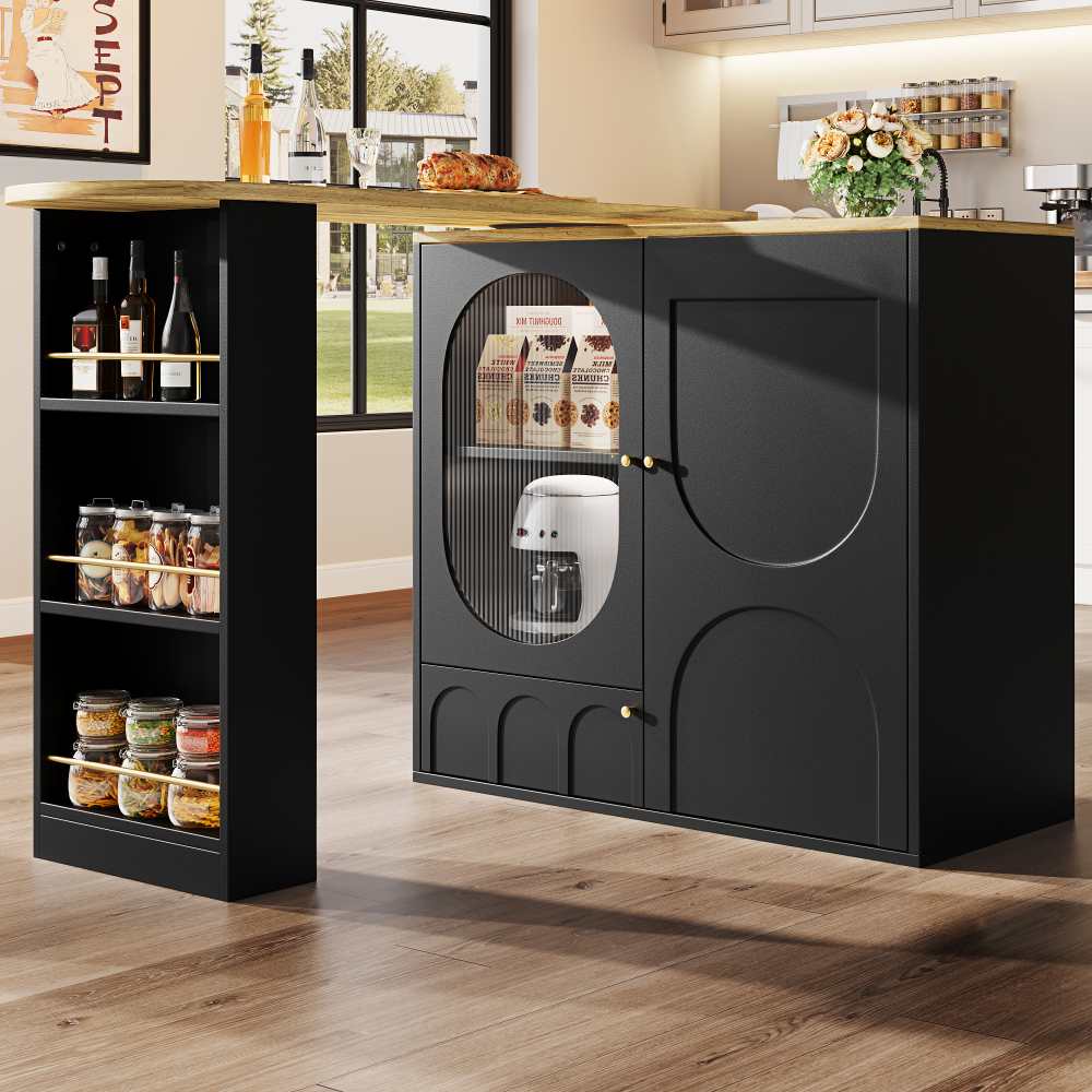 Table de bar pivotante 360° avec rangement intégré, comptoir multifonction et cuisine pratique - 2