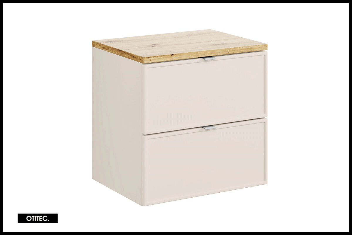 Szafka pod umywalkę nablatową BELLA CASHMERE 82-60-2S z blatem 60 cm kaszmir/dąb artisan