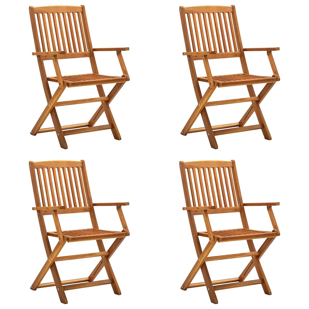 Vidaxl Sillas De Jardín Plegables 4 Unidades Madera Maciza De Acacia , Leroy Merlin