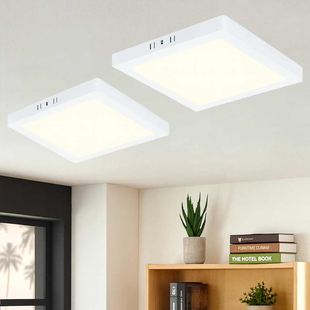 NETTLIFE Zestaw 2x Plafon LED Kwadratowy IP44 - 18W 23cm, 4000K Neutralna Biel, Biały