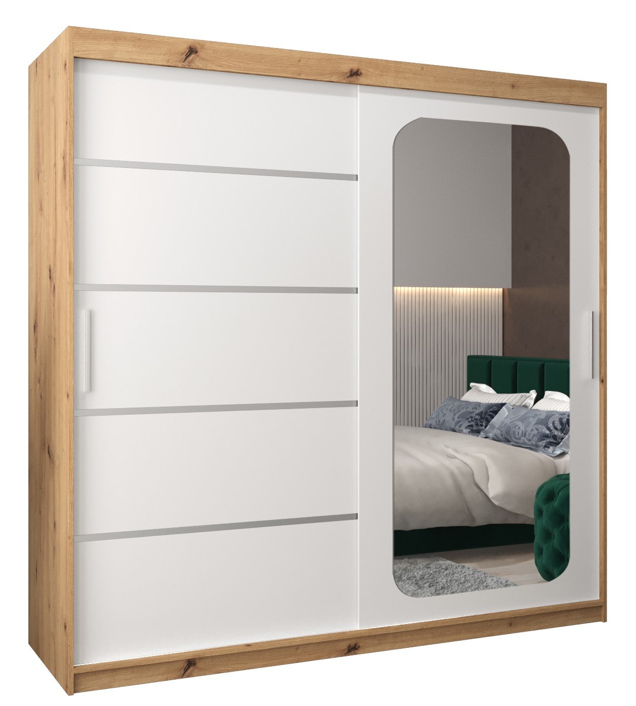 Szafa przesuwna garderoba PROMO V2 200 x 62 x 200 cm Artisan + Biały - Abiks Meble