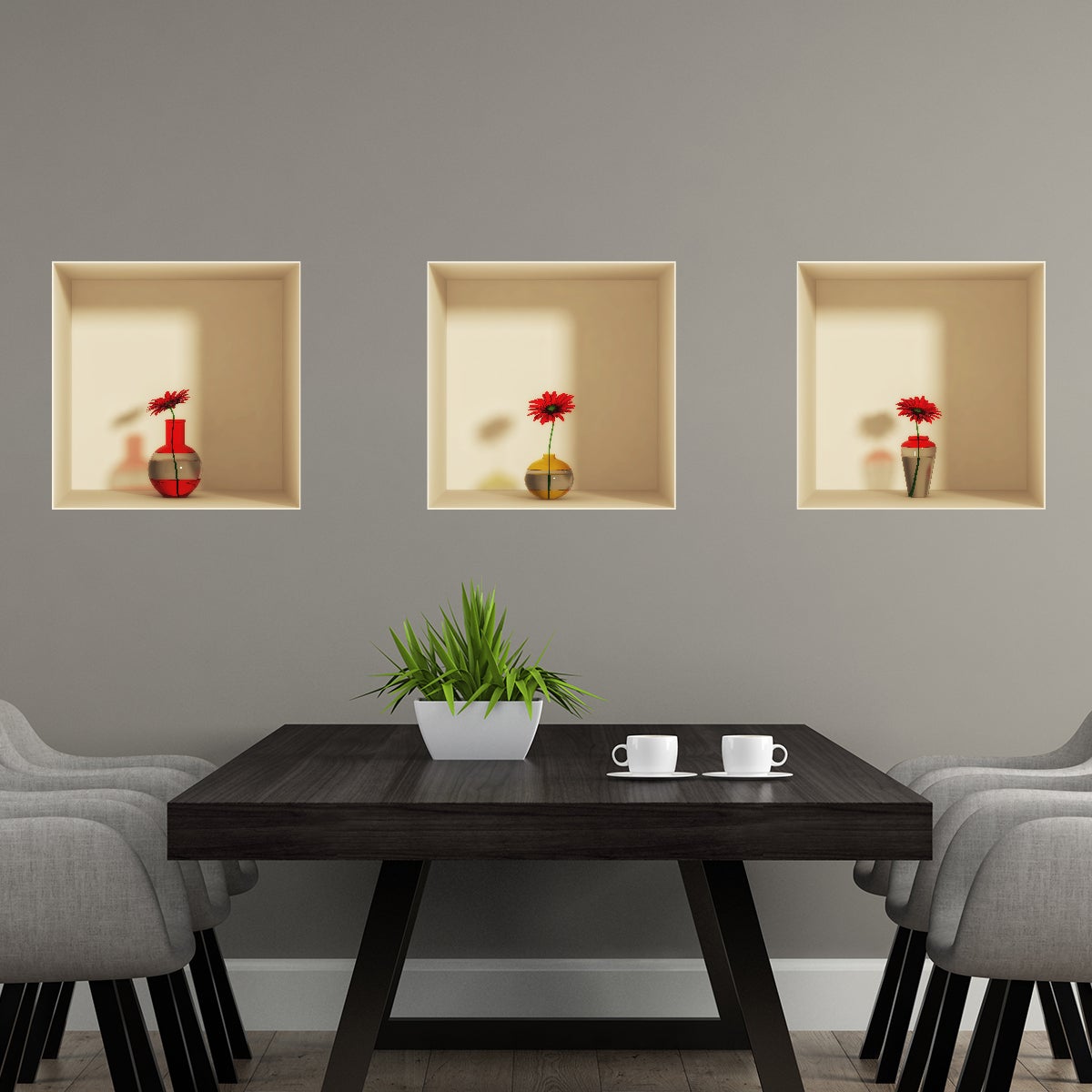 Adesivo effetto 3D fiori rossi - Sticker adesivo - adesivi murali - 40x120cm - 2