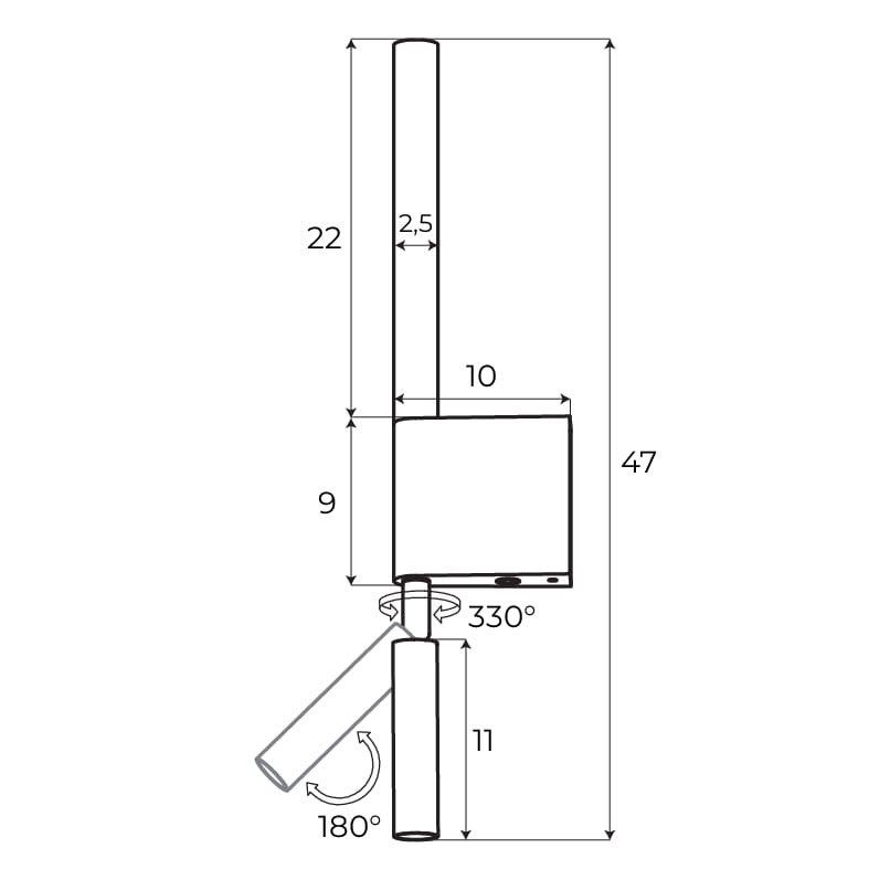 Kinkiet ścienny Organic złoto szczotkowane LED 2W 3000K 120lm wym: 47 x 2,5 x 10 cm metal IP20 Maxlight
