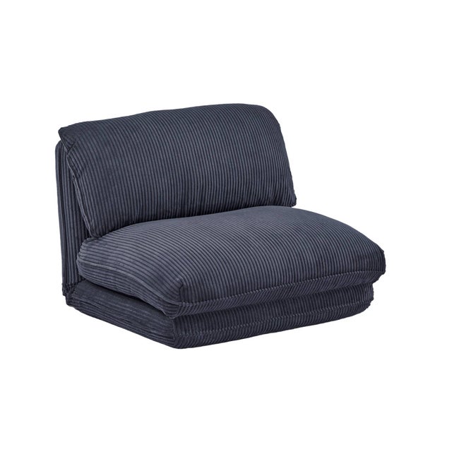 Chauffeuse matelas bleu foncé convertible velours côtelé grosse côte 1 place Cosy