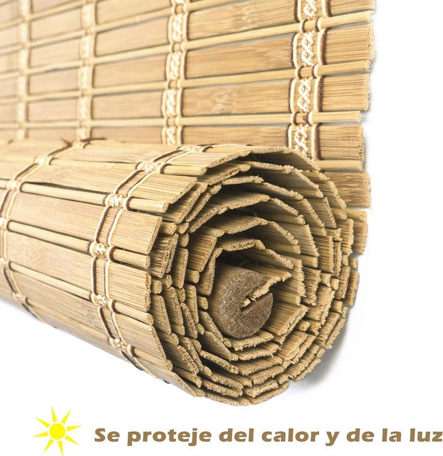 Solagua Estor Bambú Enrollable para Ventana y Puerta, 14 Medidas Estores 100% Bamboo, Cortina Persiana Incluye Accesorios (60x175cm,Roble) - 3