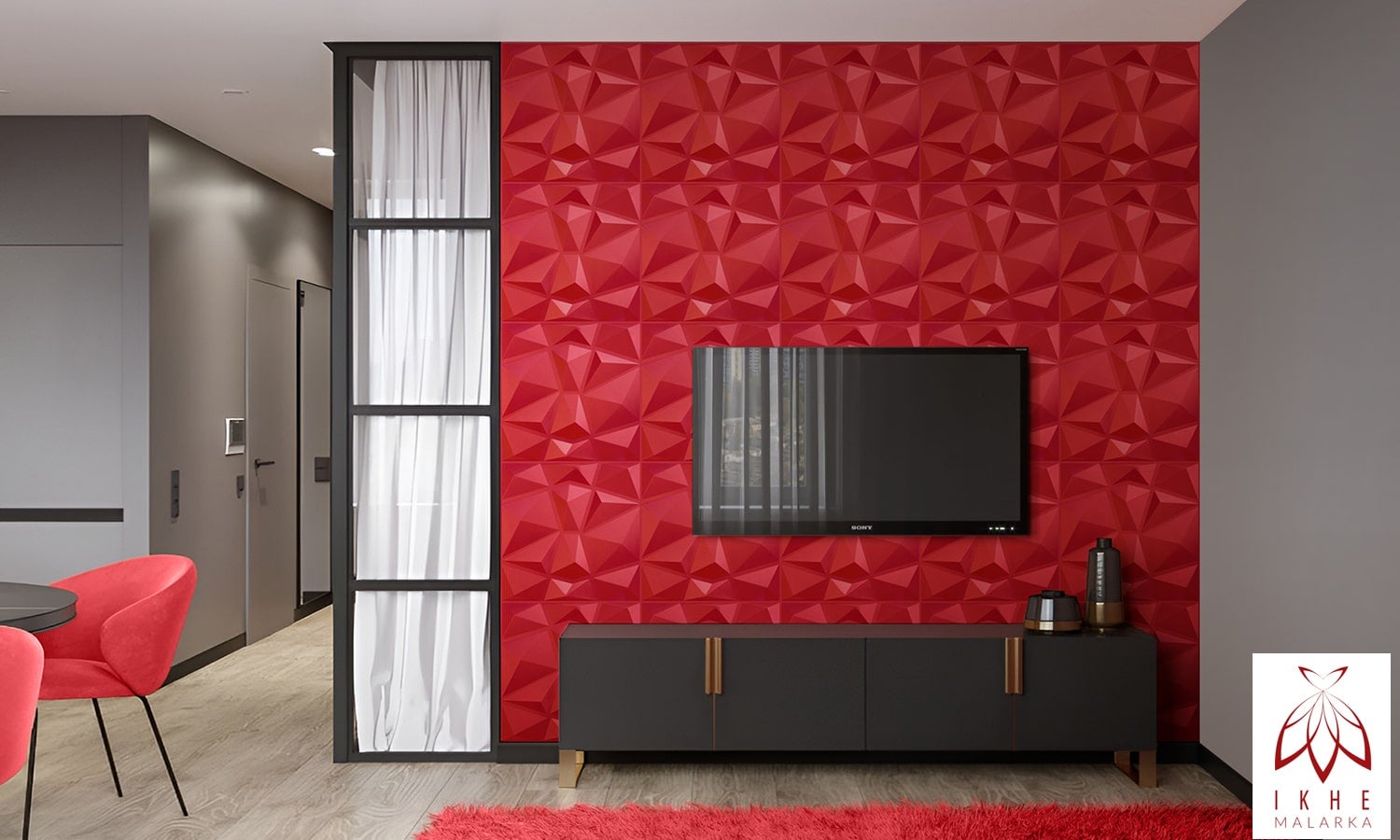 12 Plaques Murales 3D en PVC – 3 m² – Effet Diamant Red – Panneaux Décoratifs pour Murs et Plafonds – Idéal Salle de Jeu / Intérieur - 8