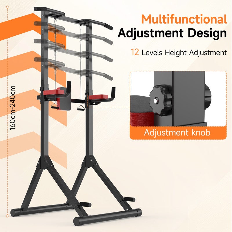 Cadeira romana ajustável, barra de flexões para áreas exteriores RATTANTREE com suporte 99 x 112 x 145-240 cm, capacidade 150 kg - 6