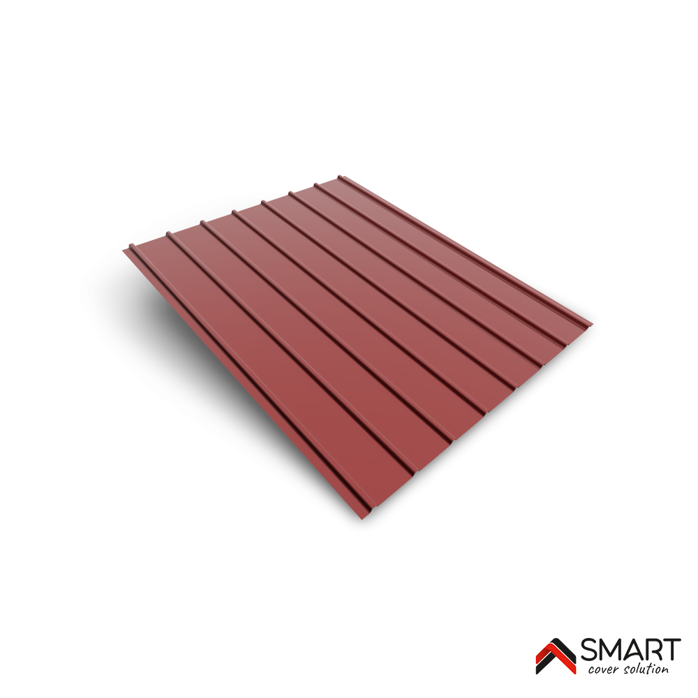 Tôle bac acier - Toiture - Couverture - plaque H12 Coloris Brun Rouge RAL 3011 Dimensions 1200x910x0.40 mm - 4