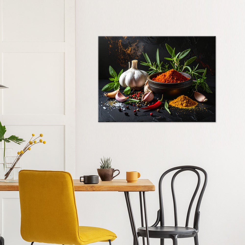 Obraz do kuchni restauracji baru jadalni, Przyprawy zioła czosnek 60x40 - 2