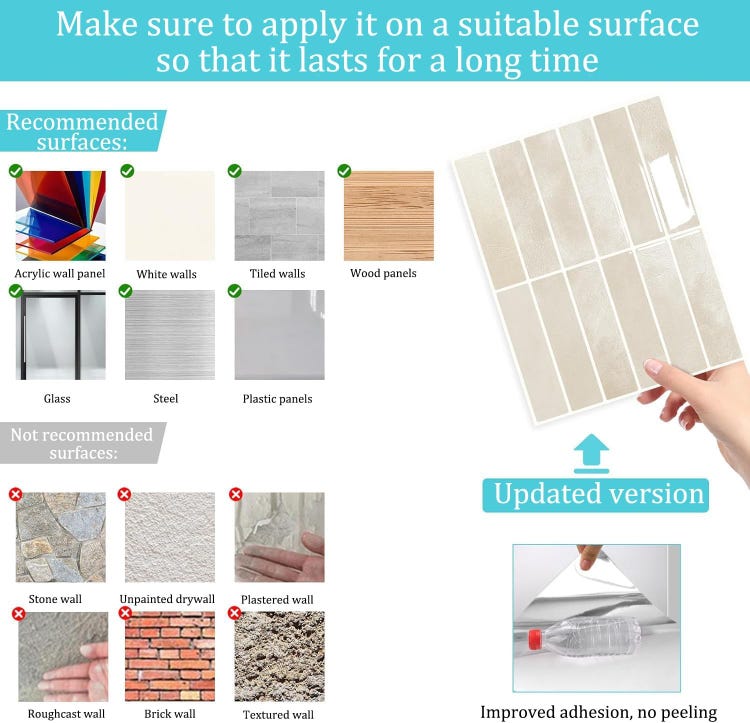 10 Pièces (K-beige-22.9x29CM) Credence Adhesive pour Cuisine Bain, 3D Dalle PVC Adhesive Murale, Sticker Carrelage Autocollant Mural, Carrelage Adhe - 5