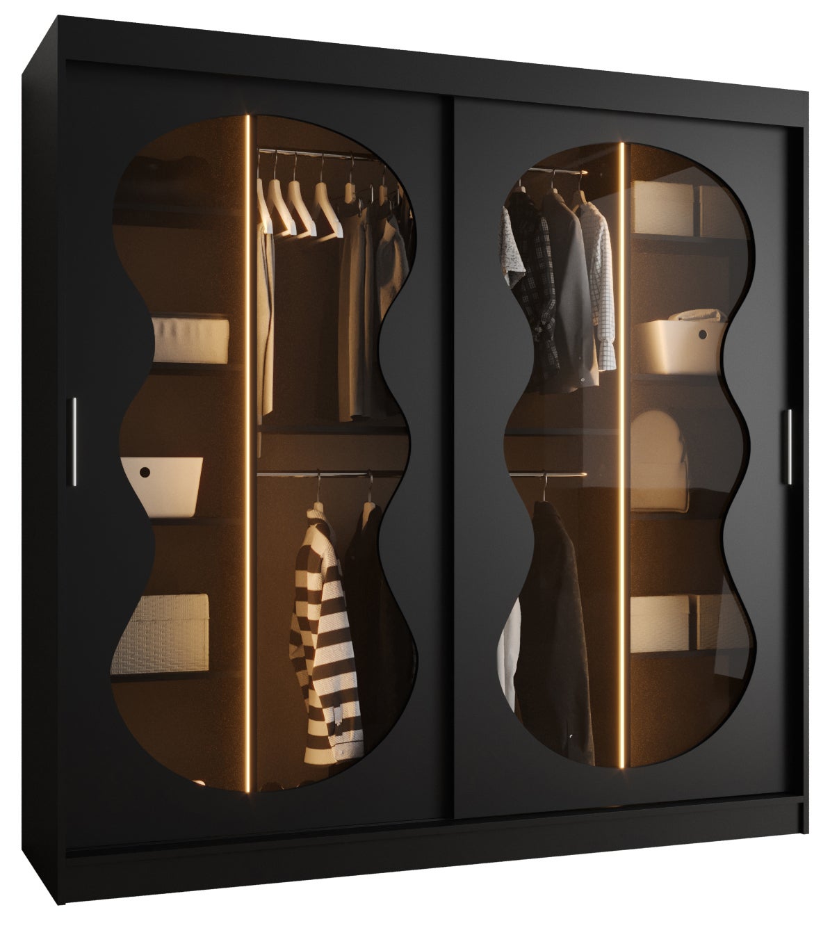 Szafa przesuwna garderoba BAHRAJN 3 200 x 62 x 200 cm Czarny + LED - Abiks Meble