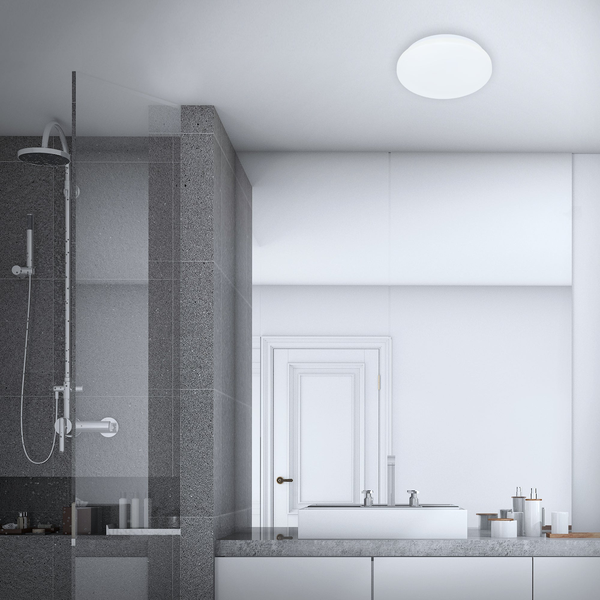 Lampe LED pour salle de bain BRILONER LEUCHTEN KALMUS, 10 W, 900 lm, IP44, blanc, plastique, Ø 22 cm - 4