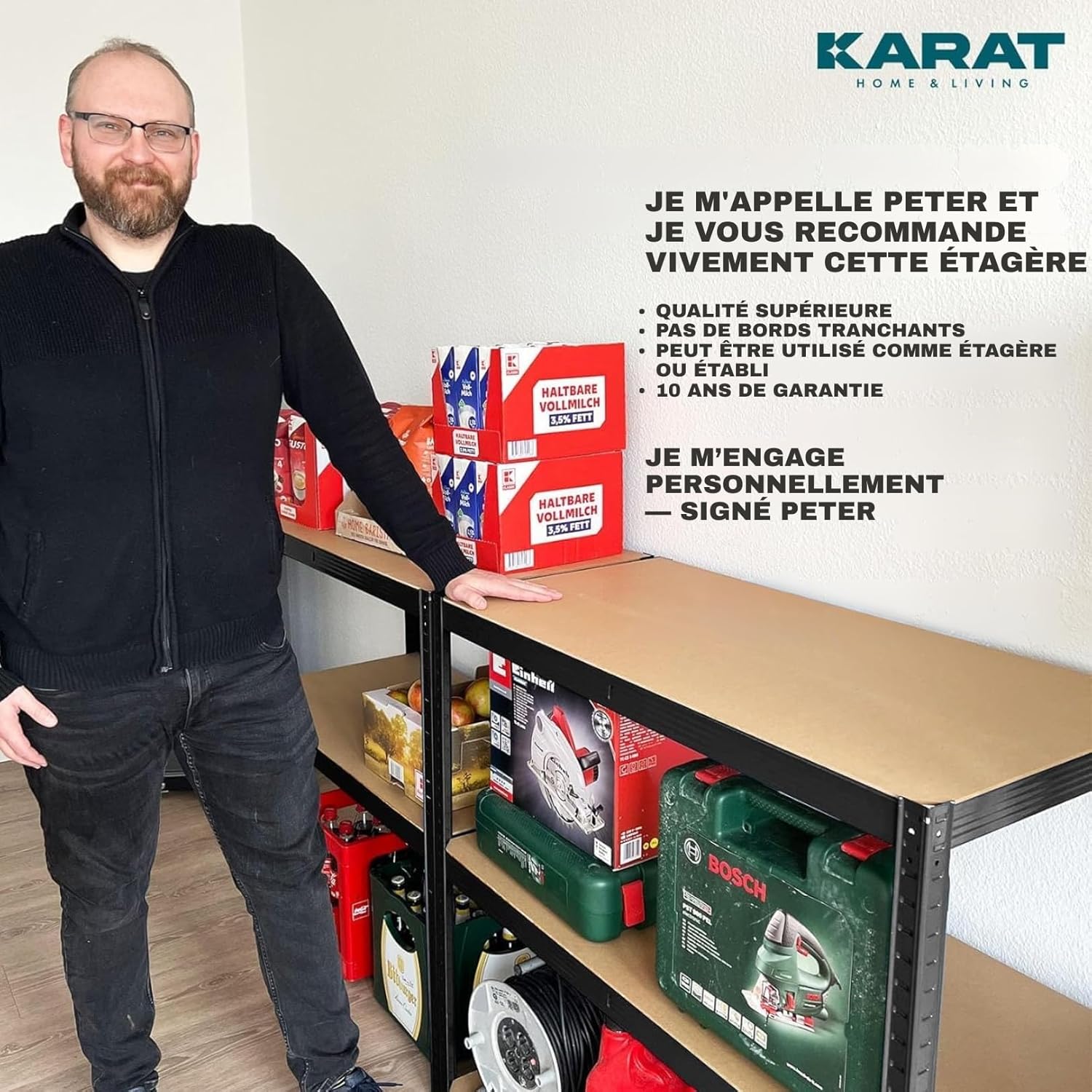 2 X Rayonnages pour charges lourdes, 200 x 100 x 50 cm, Noir, Capacité de charge max :  875 kg - 5