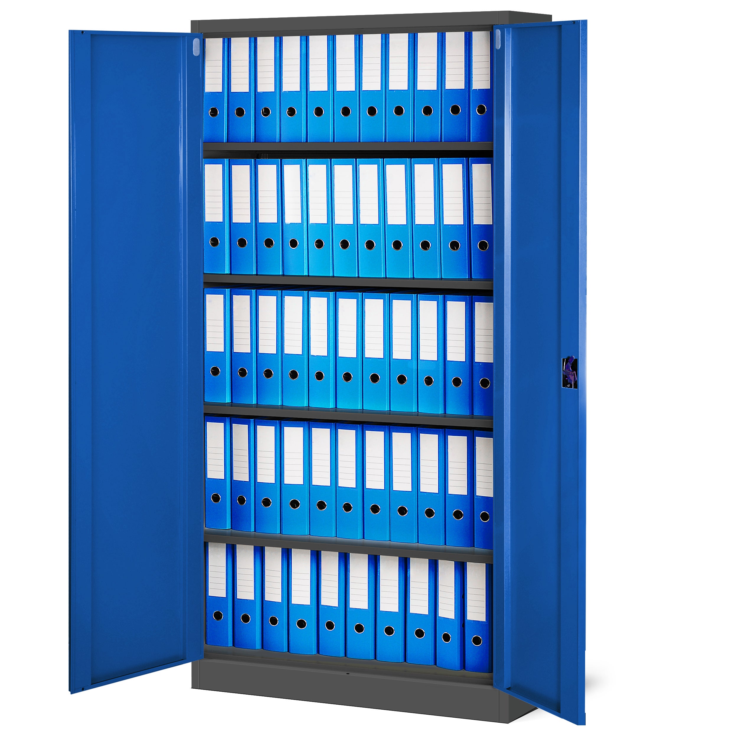 Armoire de Bureau de Rangement Métallique 4 étagères réglables 195 cm x 90 cm x 40 cm Anthracite-Bleu - 6