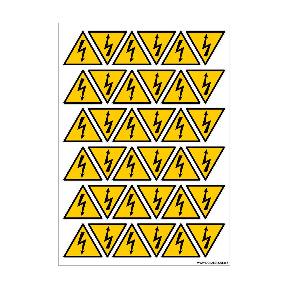 Stickers Danger électrique Stickers DANGER ÉLECTRIQUE W012 - Taille 4,5 X 5 Cm - Lot De 18 Autocollants Autocollant Panneau