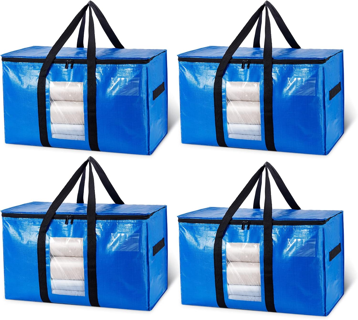 Lot de 4 sacs de rangement de vêtements de grande capacité, sacs de rangement en tissu avec fermeture éclair, vêtements, école ou déménagement ( noir Lot de 4 sacs de rangement de vêtements de grande capacité, sacs de rangement en tissu avec fermeture éclair, vêtements, école ou déménagement ( noir