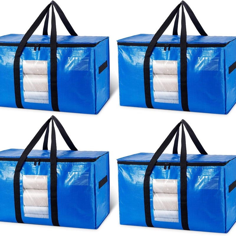 Bardzo duże torby przeprowadzkowe z pokrywą i okienkiem, 4 szt. worków do przechowywania ubrań, kołdry i pościeli