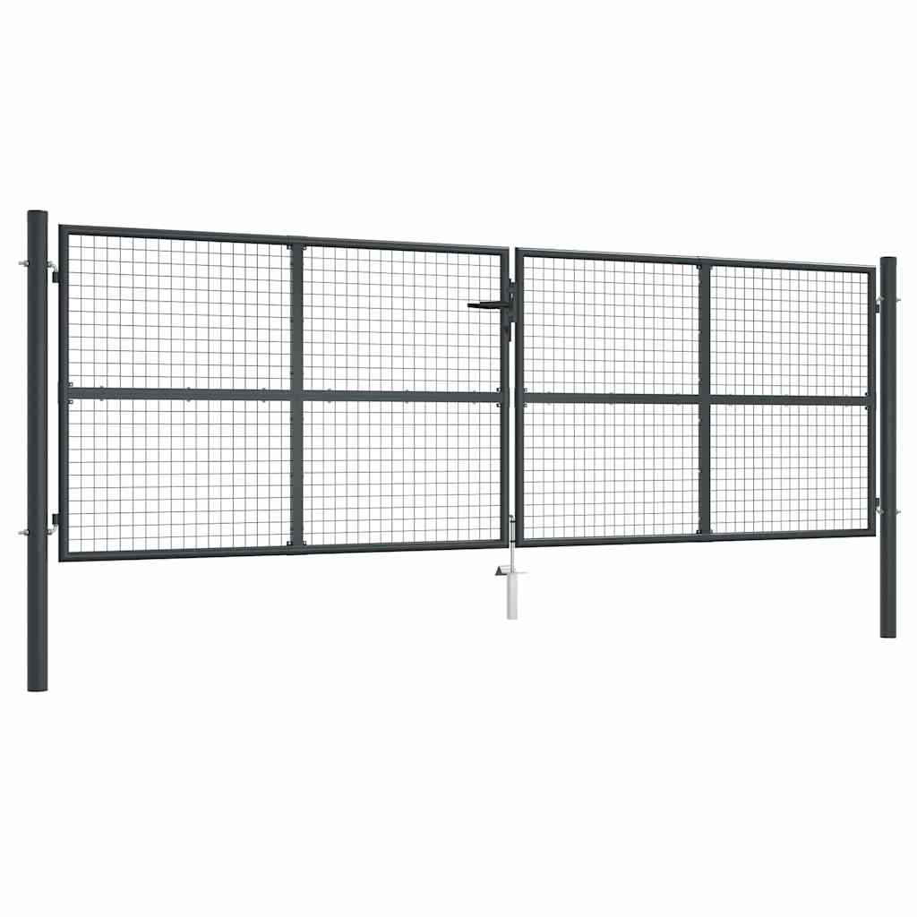Vidaxl Puerta De Jardín De Malla Acero Galvanizado 400 X 125 Cm Gris , Leroy Merlin