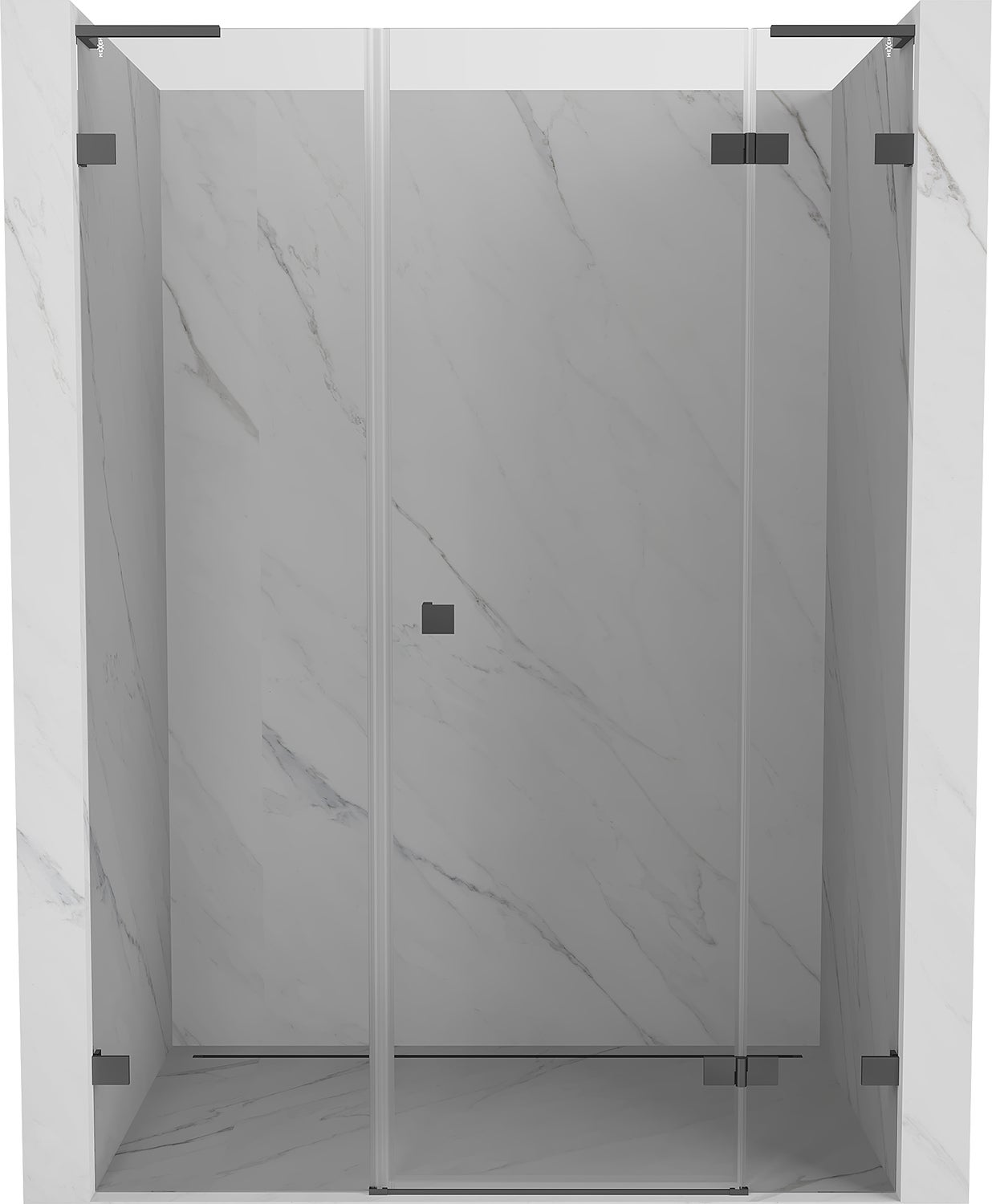 Mexen Lunar L drzwi prysznicowe uchylne prawe 160 cm, transparent, gun metal - 834SL-160-050-95-00-P