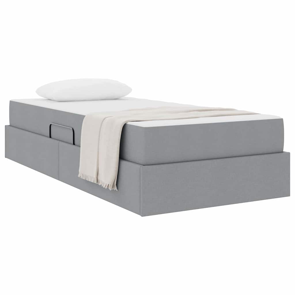 Lit avec rangement et matelas, en polyester gris clair, pour la chambre, 90 × 190 cm - 3