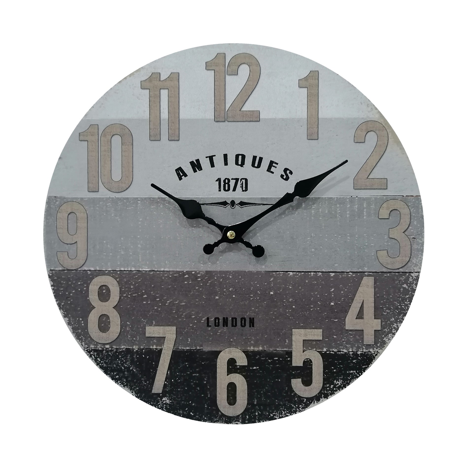 Rebecca Mobili Reloj de Pared Shabby Relojes Vintage Gris Negro