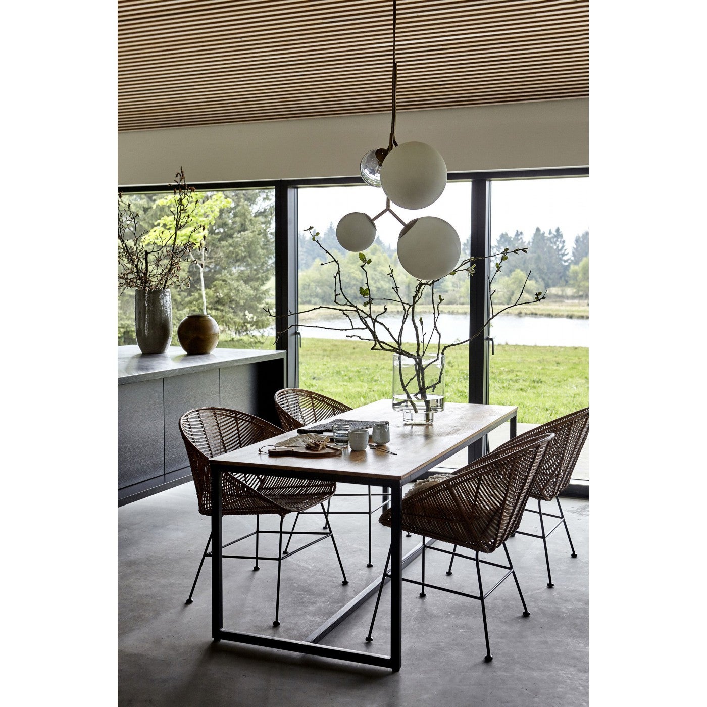 TWICE-Suspension 2 lumières Métal/Verre H70cm - - 4