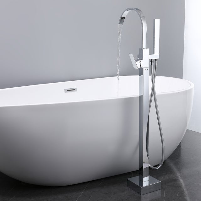 Robinet De Baignoire Sur Pied HUDOR Erymanthe – Chrome – Fixation Au Sol – Neuf