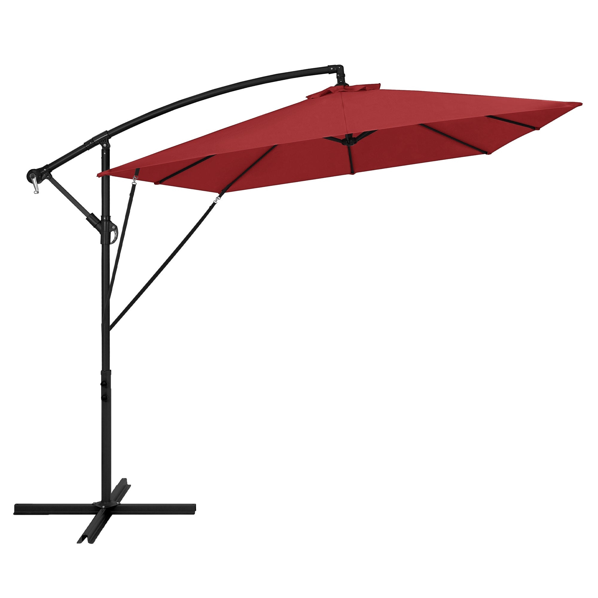 ML-Design parasol ogrodowy 330 cm czerwony aluminiowy uv50+ wodoodporny z korbką 360° obrót regulacja kąta taras ogród balkon pokrowiec stojak